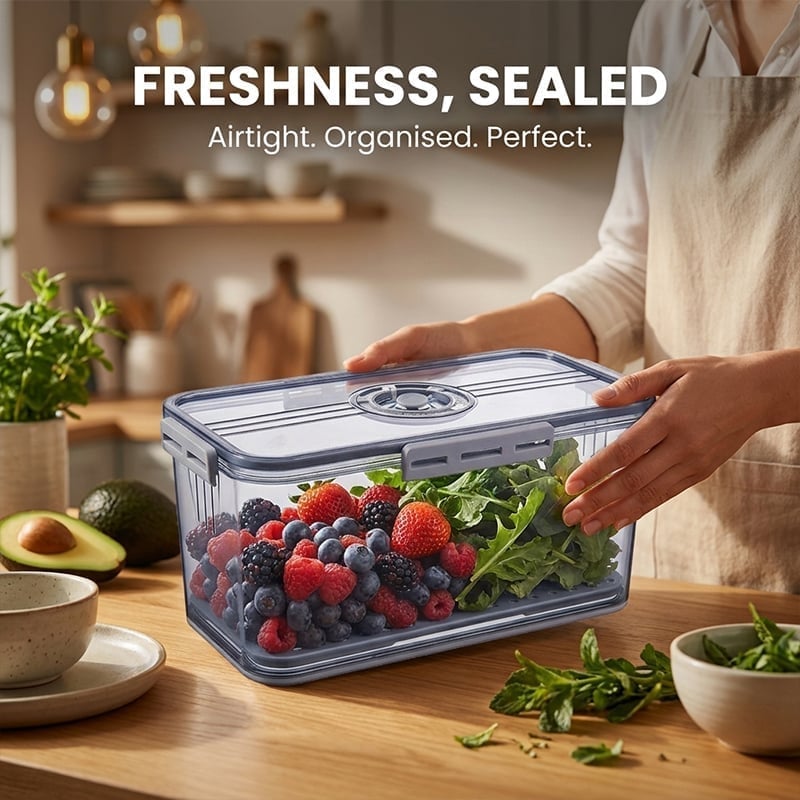 Fridge Storage Box with Drain Tray
