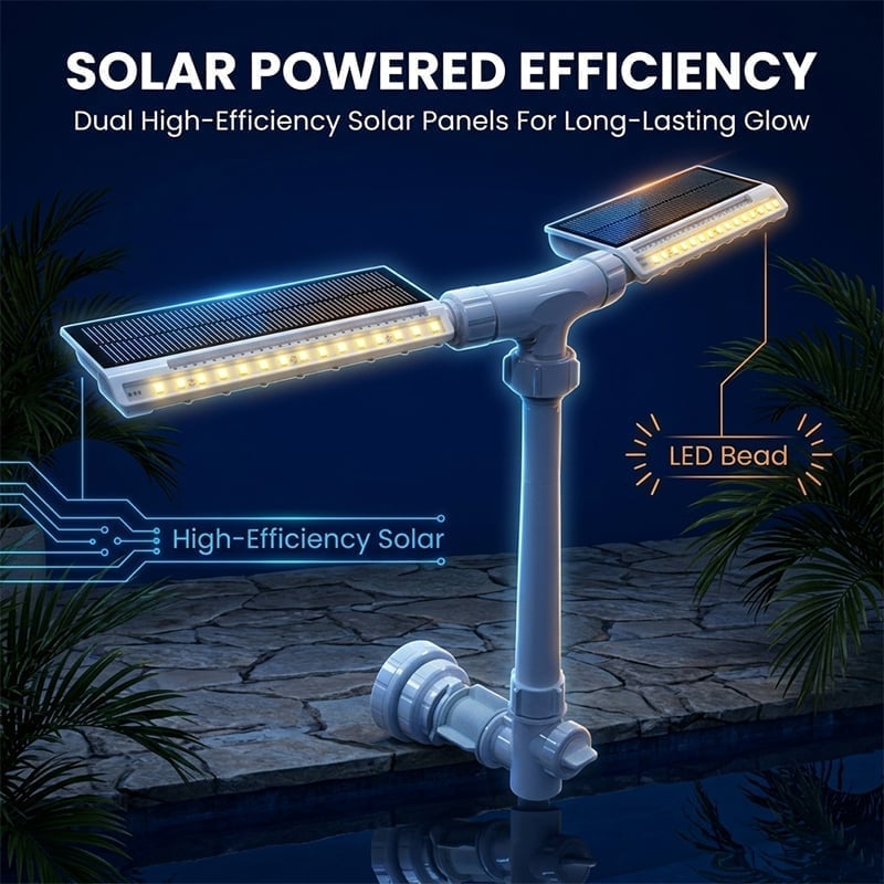 Dual-Head Solar & Type-C Pool Fountain Light