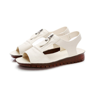 Sandalias Planas Piel Suave Cremallera