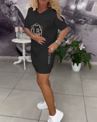 Robe À Capuche Imprimé Lettres Sport