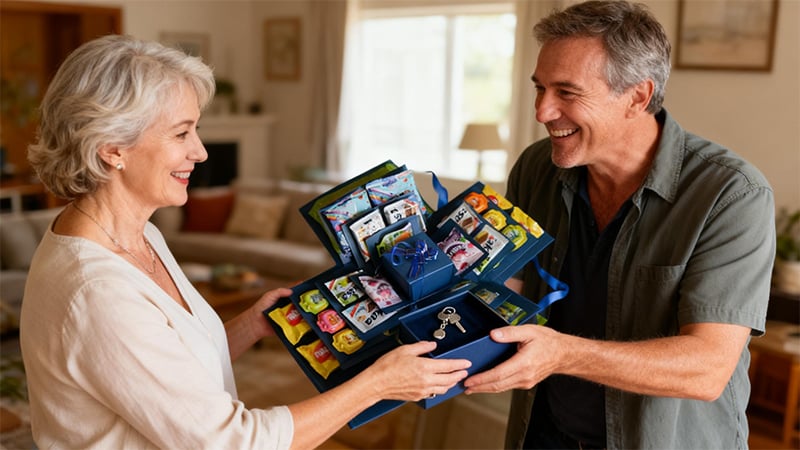 Box filled with personal mementos