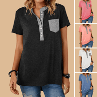 T-shirt da donna a maniche corte casual ampia monopetto