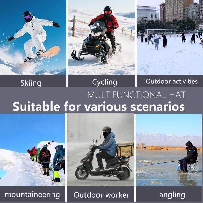 Wintermütze für draußen, warmes Nackenband, integrierte Fahrradmaske