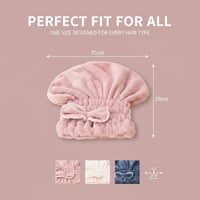 Super Absorbent Hair Towel Wrap(Pink + Blue + Off white) 3PCS