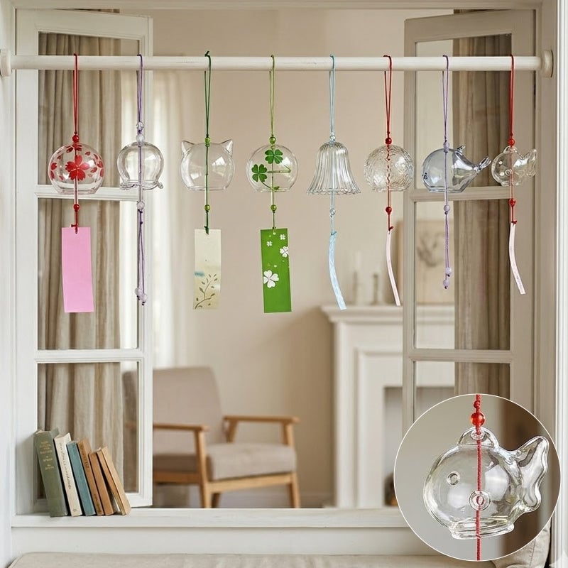 Whimsical Glass Doodle Wind Chimes Outdoor Decor