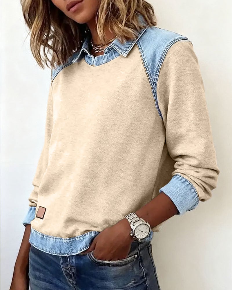 Blouse modieuze revers lange mouwen