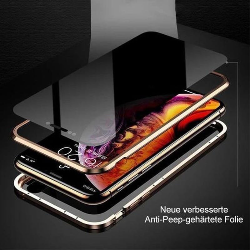 Verbesserte Anti-Peep-Magnet-Telefonhülle aus gehärtetem Glas mit zwei Seiten