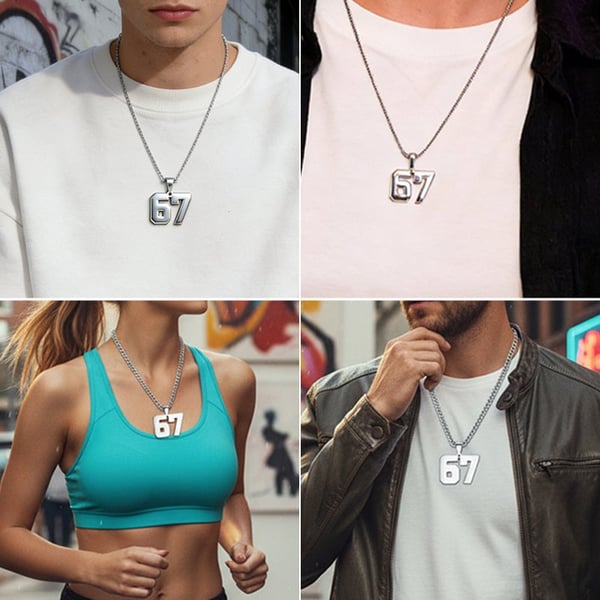 Stainless Steel Sports Number Chain Necklace