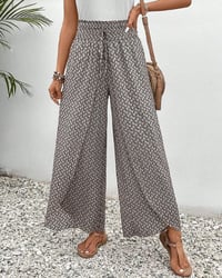 Geometric print elasticated drawstring wide-leg pants