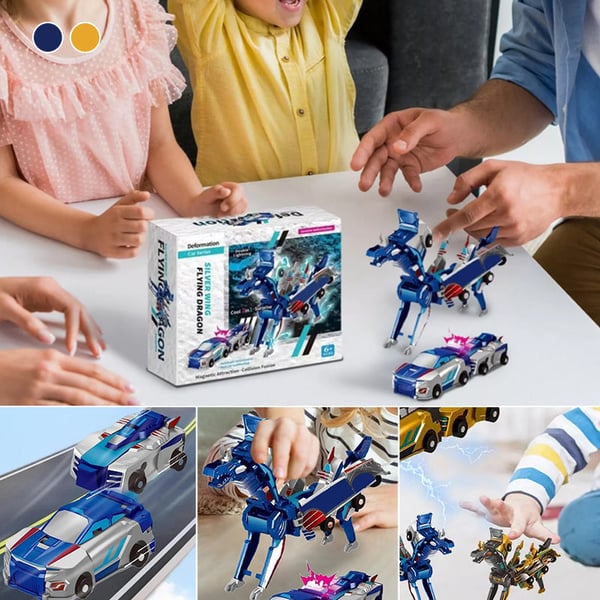 2-in-1 Magnetic Cars That Transform into Flying Dragon and Unicorn