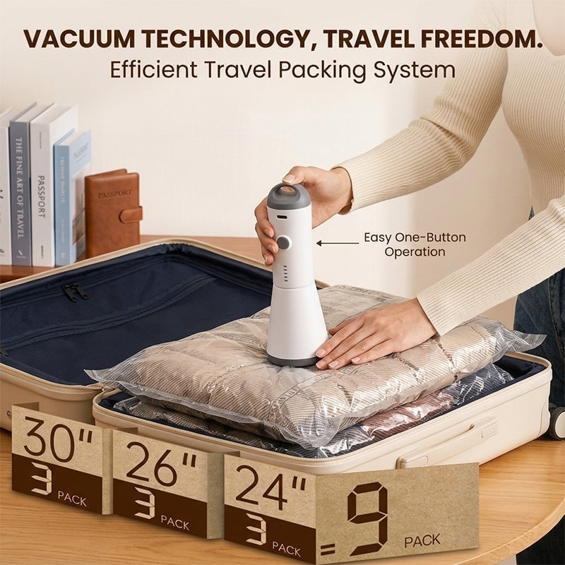 Travel Vacuum Bags with Portable Electric Pump