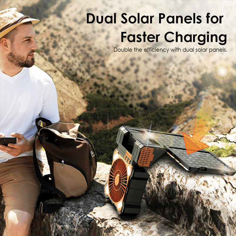 Sakerplus Solar Powered Portable Camping Fan
