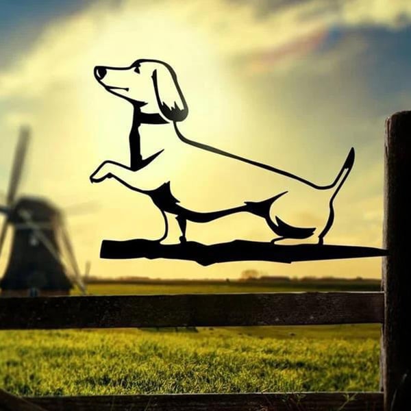 Metal Dog Silhouette Puppy Garden Decoration