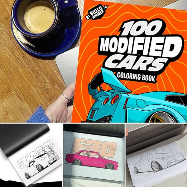 Beginner-Friendly-100 Modified Cars Coloring Book