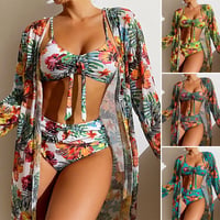 Bikini trois pièces à fleurs