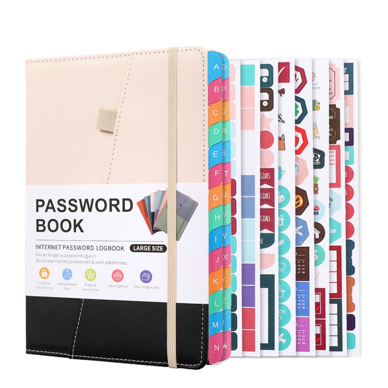 A5 Color-Block Password Notebook
