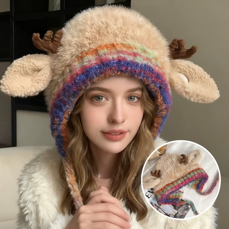 Cute Christmas Antler Beanie Hat