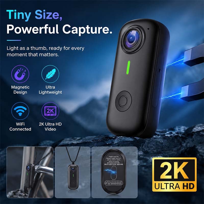 Sakerplus® 2K Mini Wearable Body Camera
