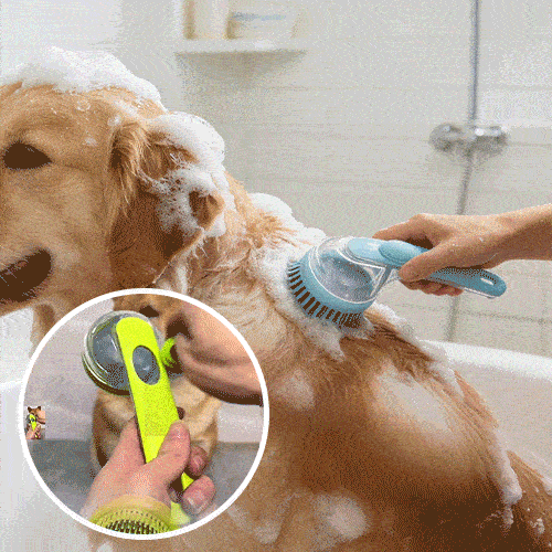 Gokeepy pet bath brush helps clean through thick fur