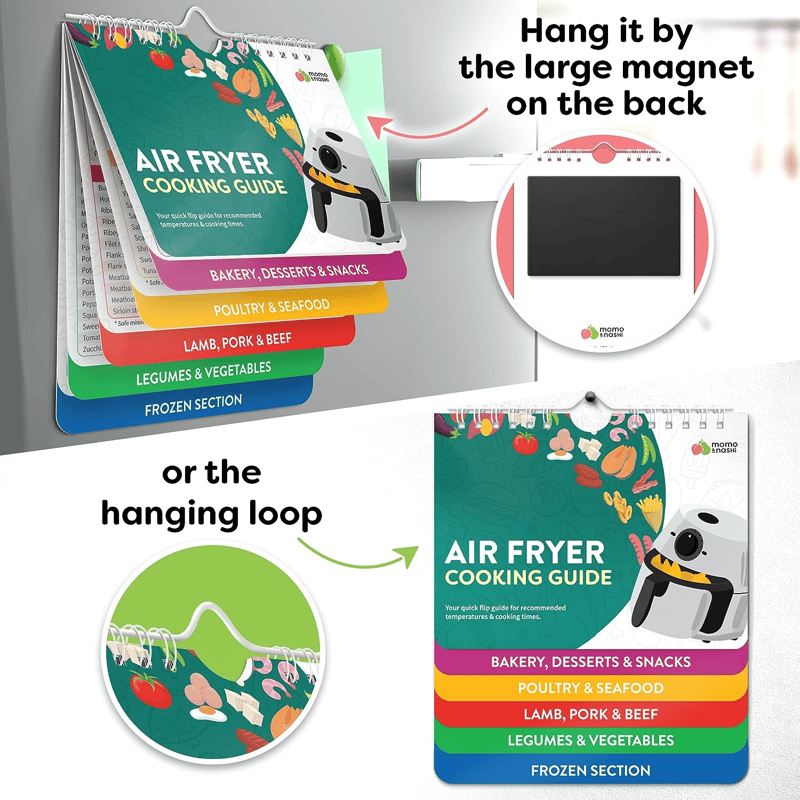 sakerplus Air Fryer Cheat Sheet Magnets Cooking Guide Booklet