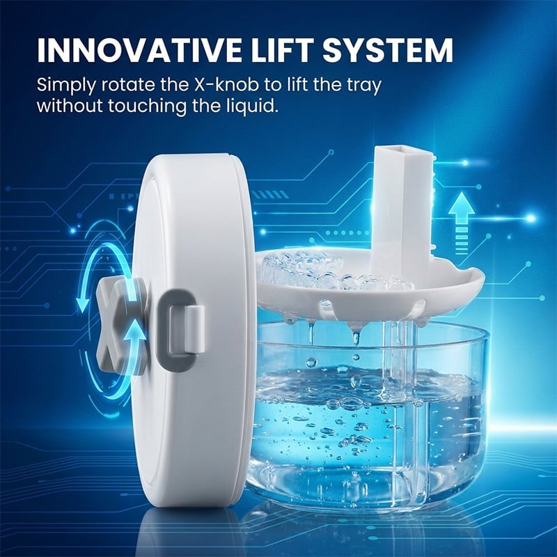 Retainer Cleaner Case Box with Auto Lift Tray