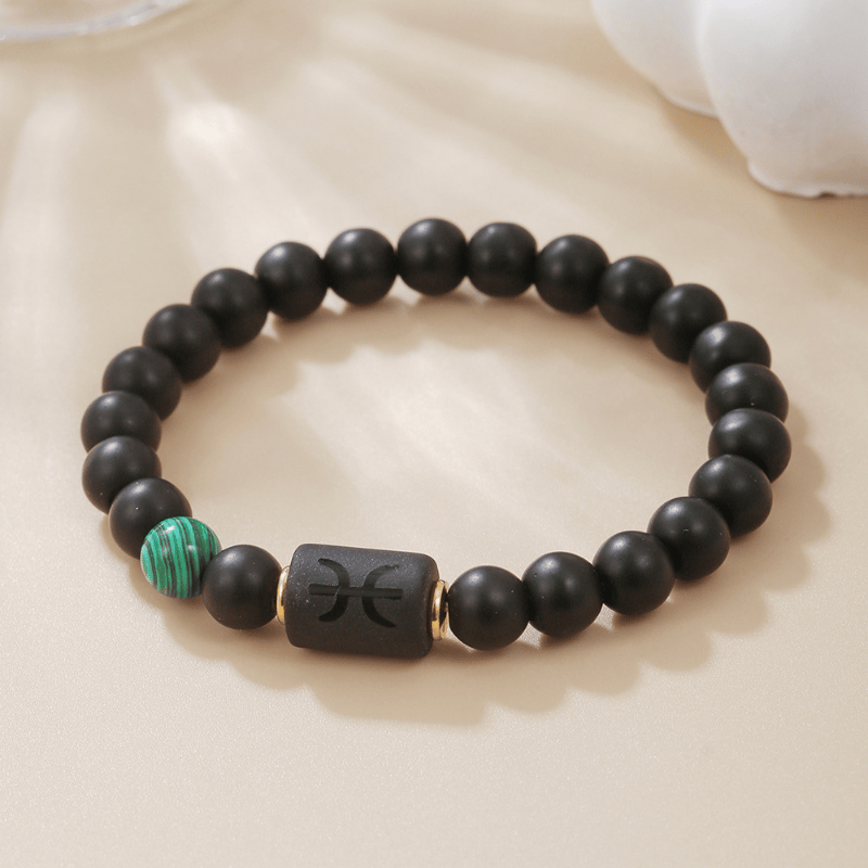 Armband mit Perlen aus schwarzem Achat mit zwölf Sternbildern