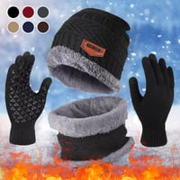 Knit Beanie Scarf and Gloves Warm 3-Piece Set