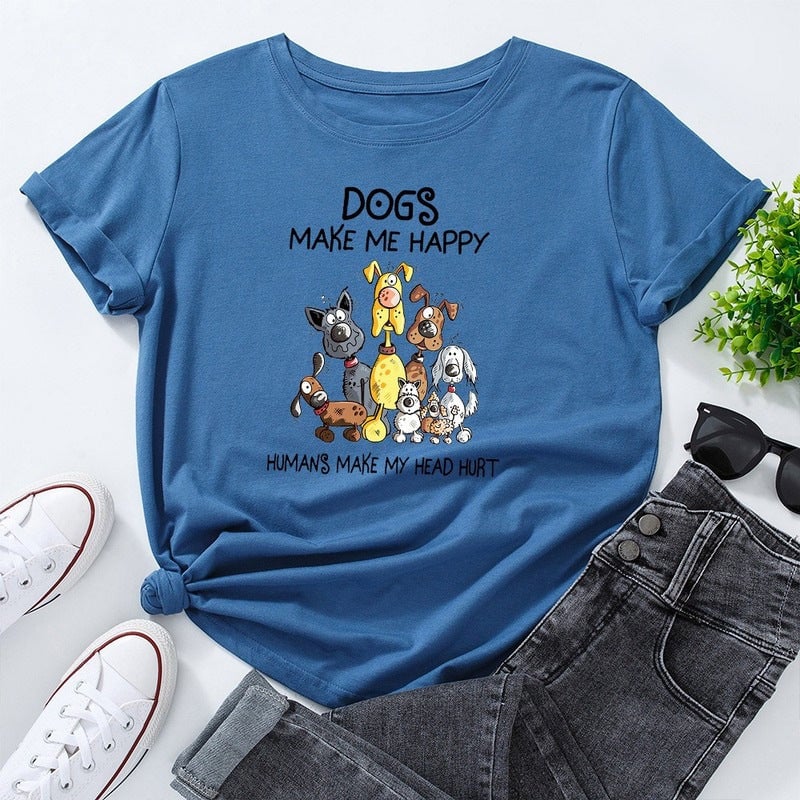 Dog Print Ladies Summer Short Sleeve