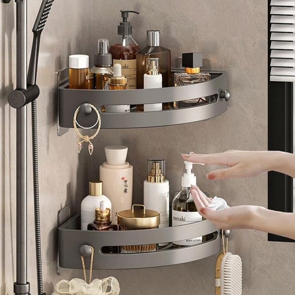 No-Drill Bathroom Corner Shelf