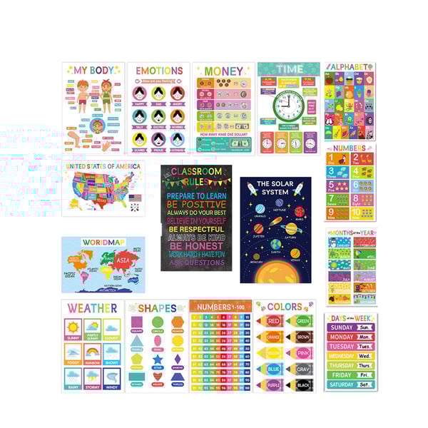 Colorful Educational Posters（16 PCS/SET ）