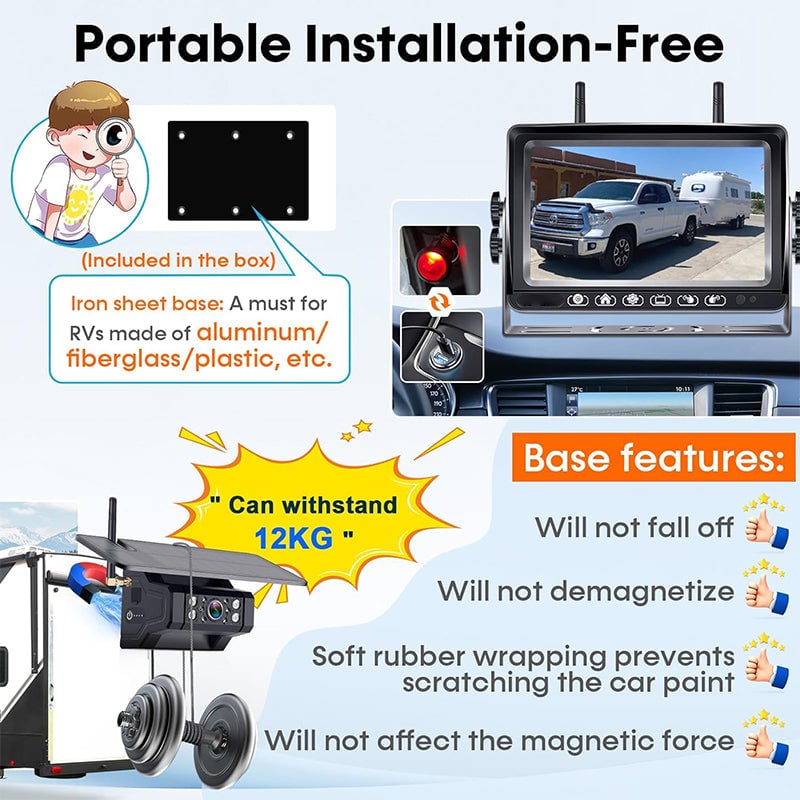 Sakerplus Magnetic Solar Wireless Backup Camera