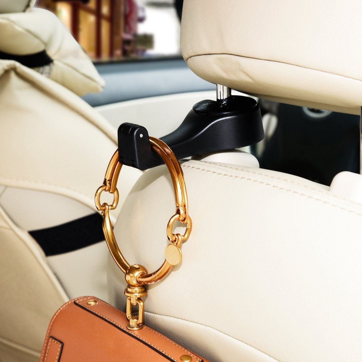 Gancho trasero para asiento de coche con soporte para teléfono móvil (2 piezas)