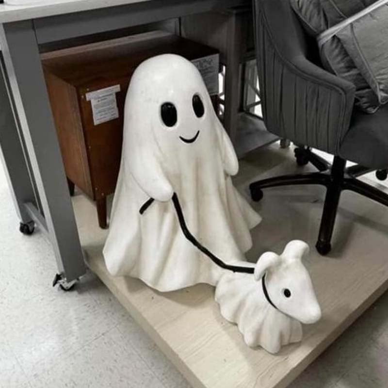 Halloween Ghost Walking Dog Statue👻