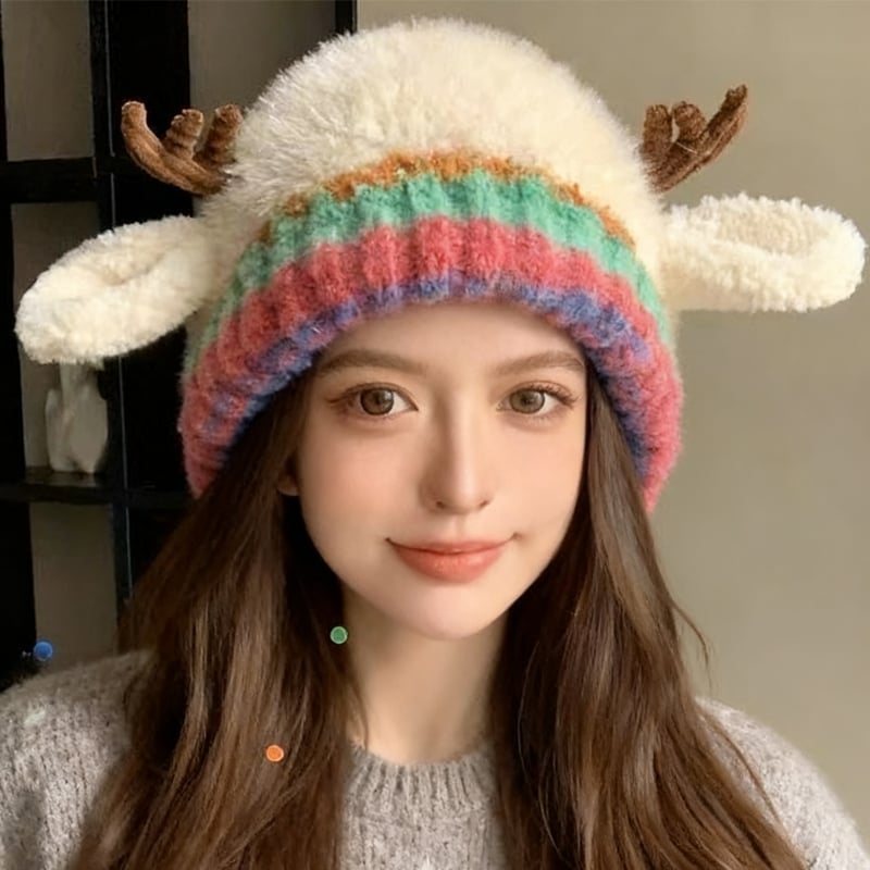 Cute Christmas Antler Beanie Hat
