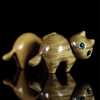 🐈Handmade Wood Carved Cat Decoration