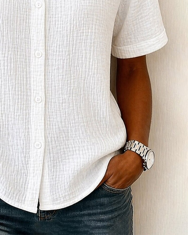 Short-Sleeve Collared Shirt