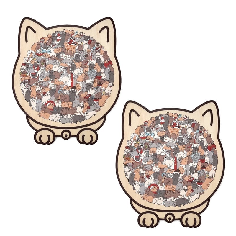 135-Teiliges Katzenförmiges Holzpuzzle