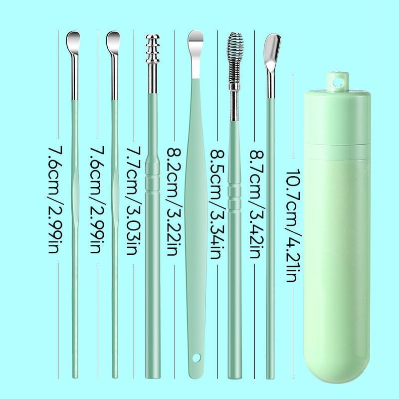 6-teiliges Set mit Spiral-Ohrmassage-Reinigungswerkzeug aus Edelstahl