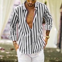 Camicia da uomo a maniche lunghe con bottoni a righe