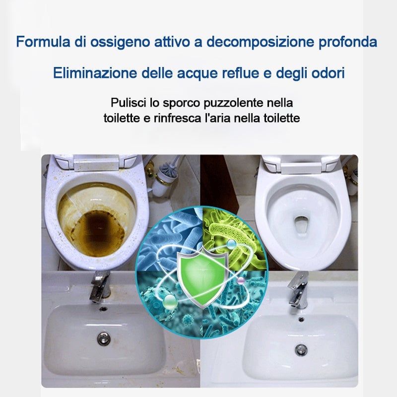 Agente di ossigeno attivo per toilette