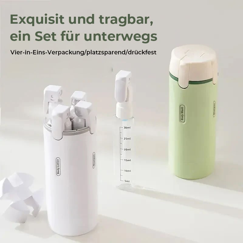 4-in-1 auslaufsicheres, drehbares Reisedispenser-Set