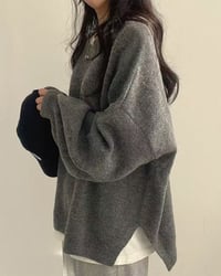Crew Neck Side Slit Pullover