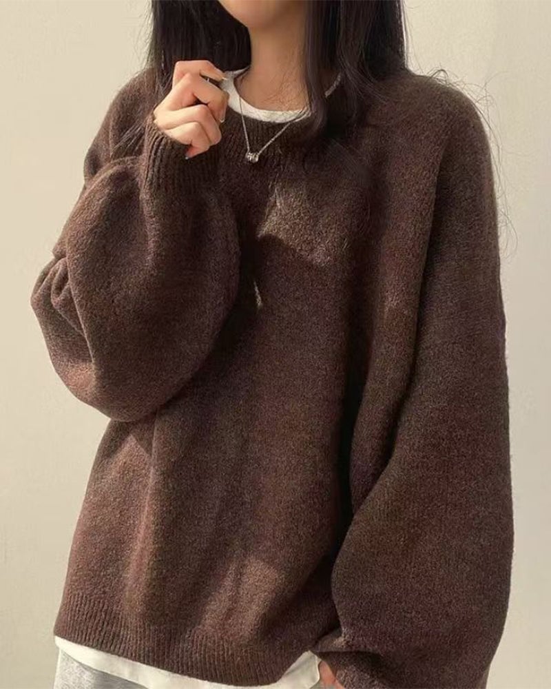 Crew Neck Side Slit Pullover