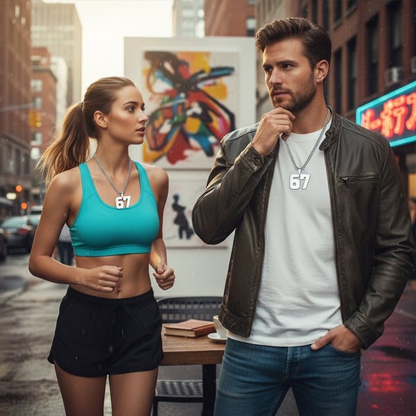 Stainless Steel Sports Number Chain Necklace