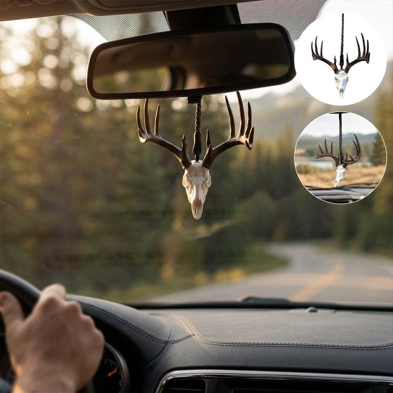 🦌Anhänger für den Rückspiegel aus einem Weißwedelhirsch-Schädel