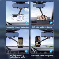 360° Rotatable and Retractable Car Rearview Mirror Phone Holder