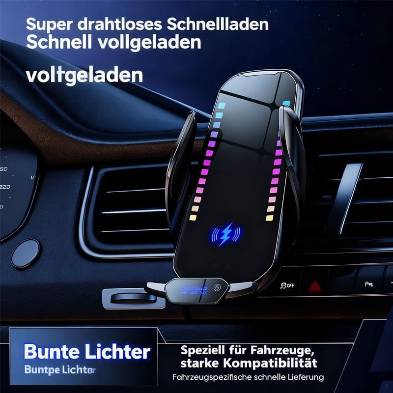 T28 Intelligente 15W Schnelllade-Autohalterung mit RGB-Ambient-Licht