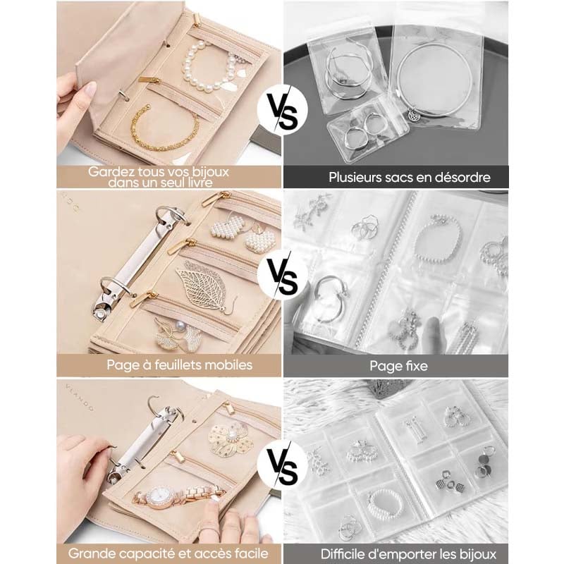 Étui de rangement de bijoux portable en cuir