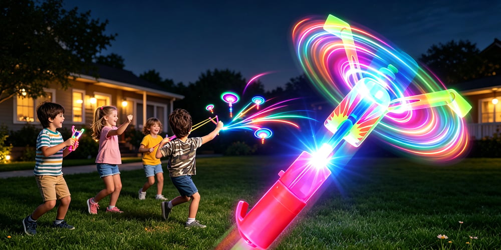 Illuminated flying arrow outdoor toy