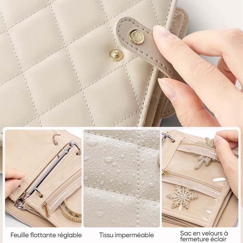 Étui de rangement de bijoux portable en cuir